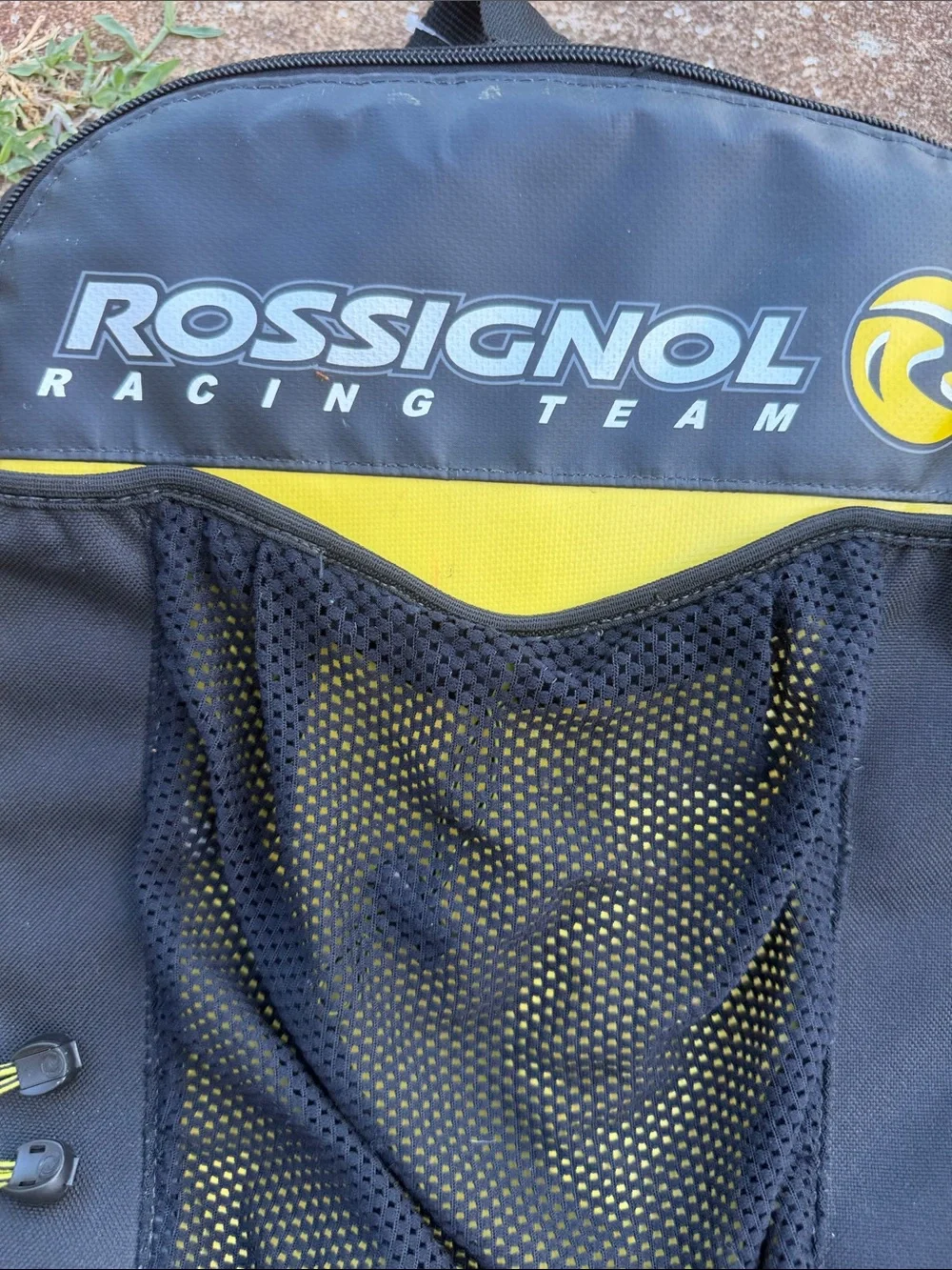 Vintage Rossignol boot bag Black and Yellow Racing Team Backpack with Front Mesh